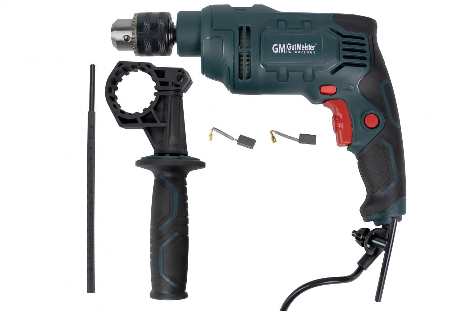 Дриль ударний Gut Meister 650W: комплект, рукоятка, щітки